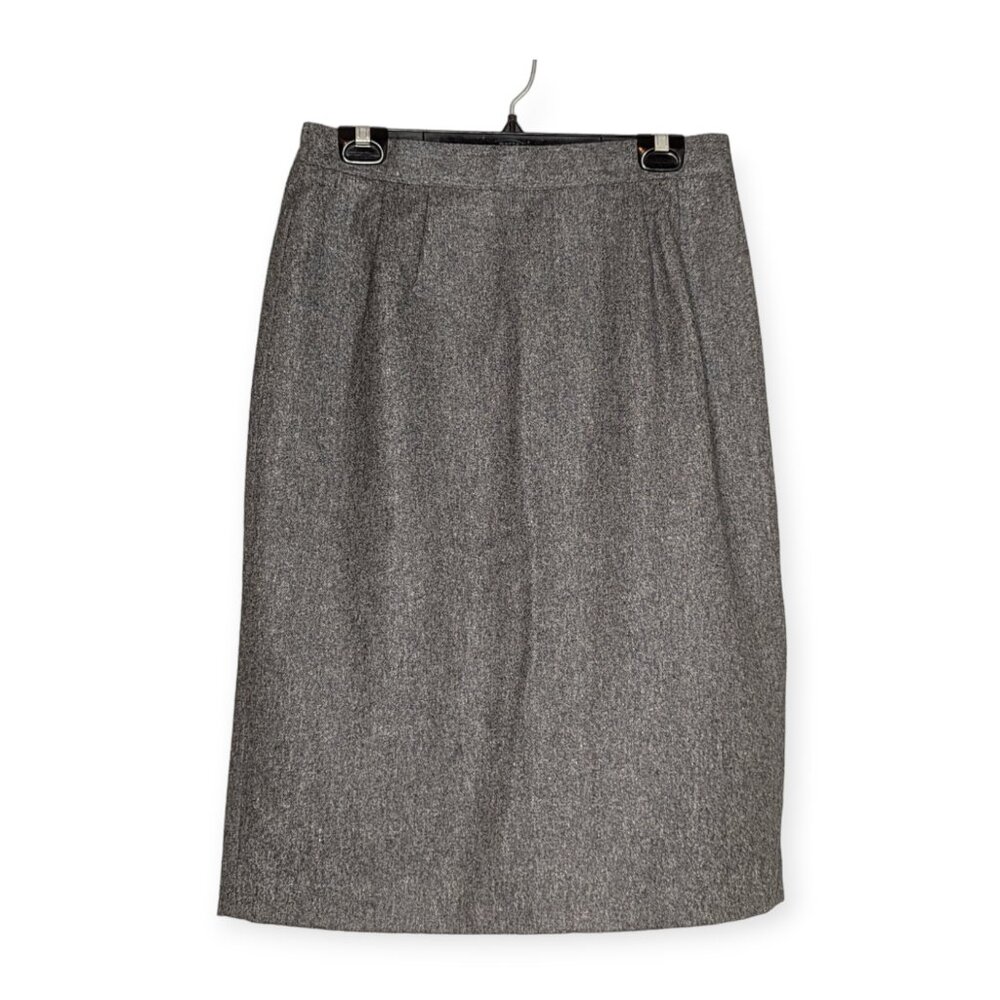 Vintage Sag Harbor Gray 100% Wool Skirt Size 14